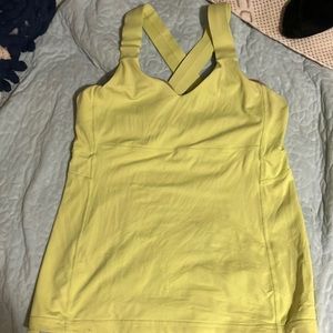 Yellow Lululemon tank top with a built-in bra